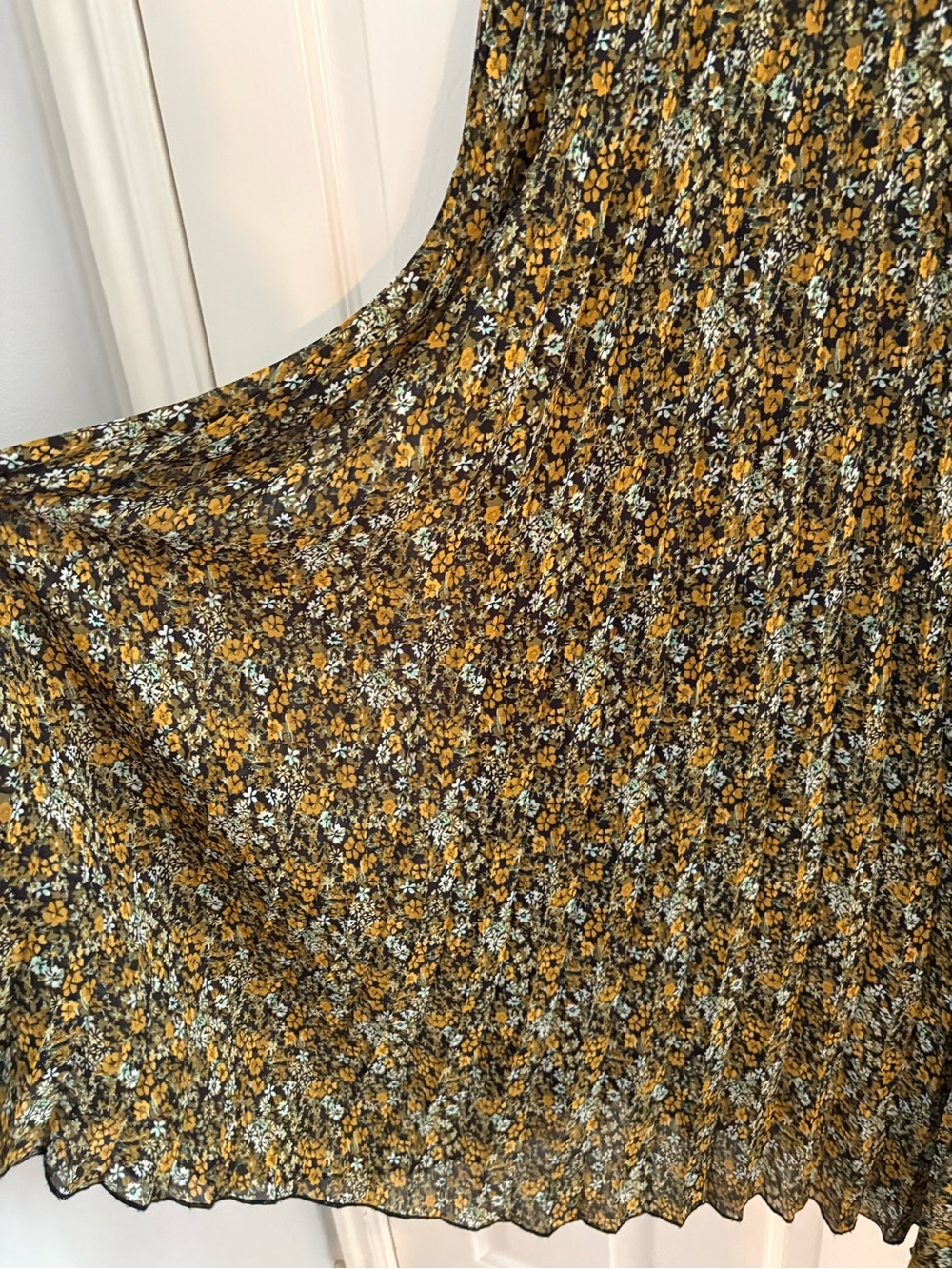 Piper & Scoot Polgram Floral Smocked Waist Midi Dress - Yellow/Black - Picture 2 of 5
